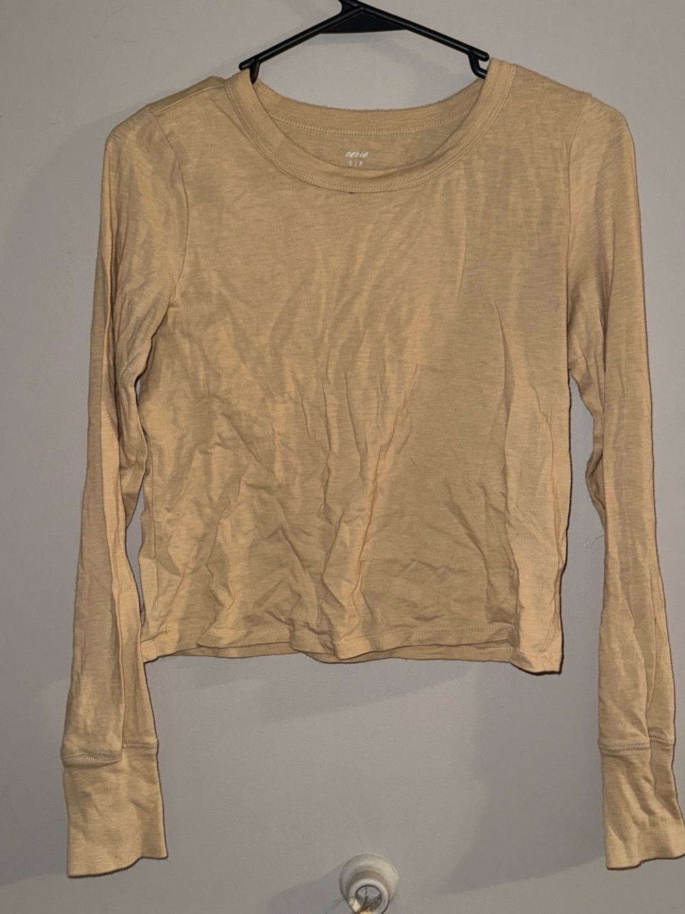aerie Lightweight Long-Sleeve Crewneck Top in butter yellow